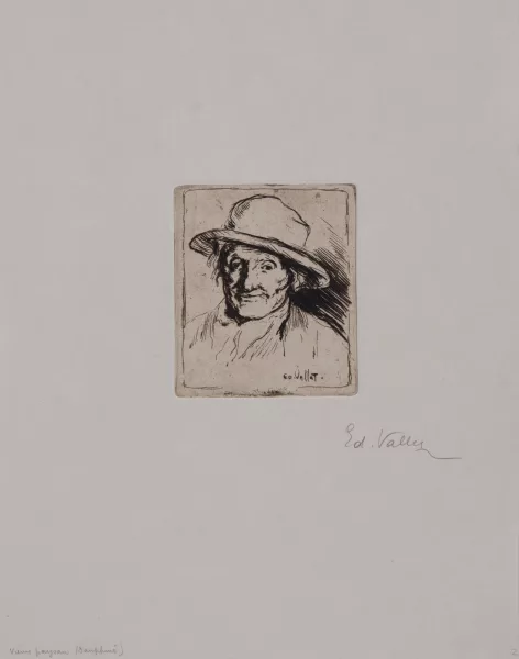 Édouard Vallet — 2 Blätter: Vieux paysan, 1903; Les paysans musiciens, 1917