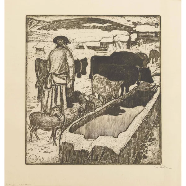 Édouard Vallet — "Le troupeau à l′abreuvoir".