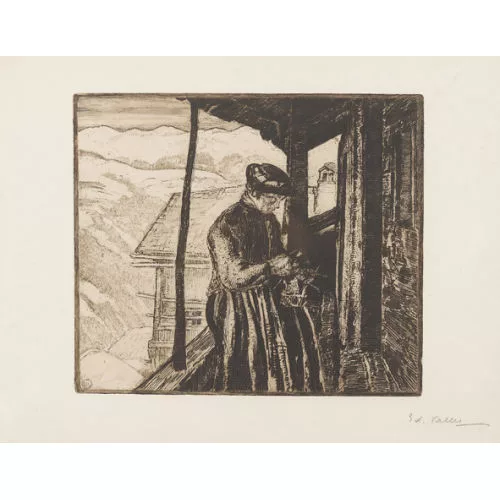 Édouard Vallet — Femme tricotante.