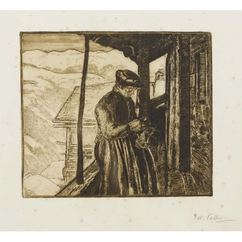 Édouard Vallet — "Femme tricotant".