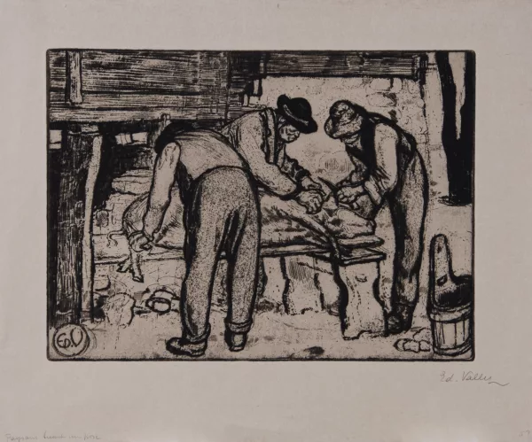 Édouard Vallet — Paysan tuant un porc, 1913