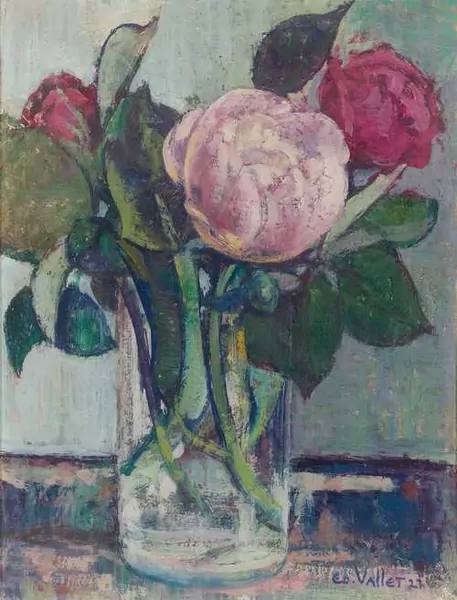 EDOUARD VALLET — Roses dans un verre. 1927. — Koller Auktionen