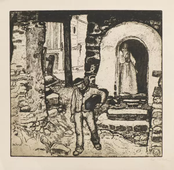 Edouard VALLET (1876-1929), "L´enfant mort", eau-forte — DognyAuction