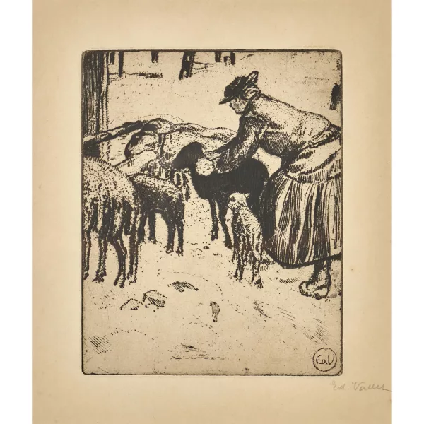 Édouard Vallet — "Moutons à la fontaine".