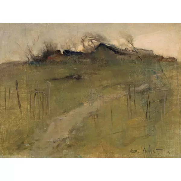 Gehöft in hügeliger Landschaft