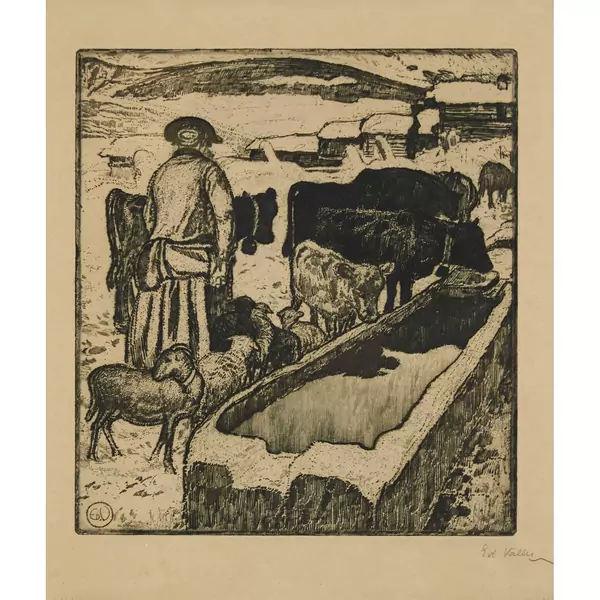 "Le troupeau à l′abreuvoir"