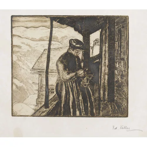Édouard Vallet — "Femme tricotant".
