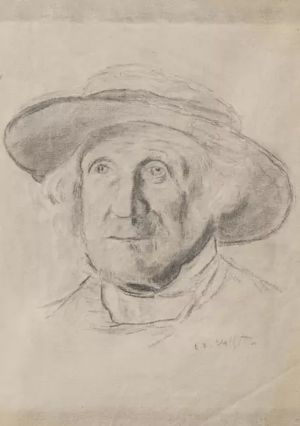 Edouard VALLET (1876-1929), "Portrait d'un paysan", crayon — DognyAuction