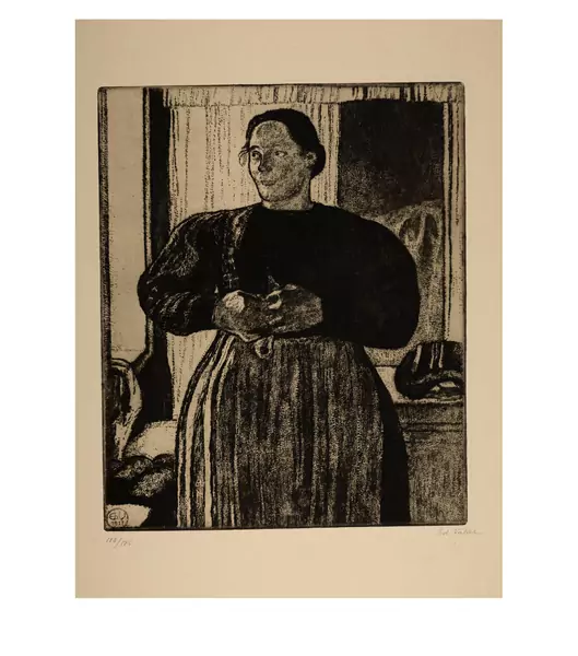Édouard Vallet — Paysanne s'habillant — Galerie Kornfeld