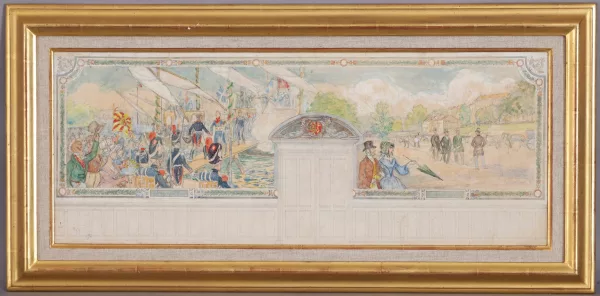 Edouard Castres — Etude de fresque pour intérieur, Débarquement des suisses au Port Noir,
