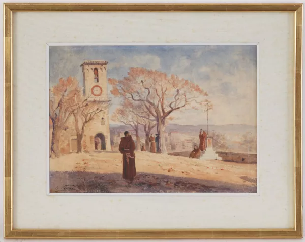 Edouard Castres — Moines dans un paysage