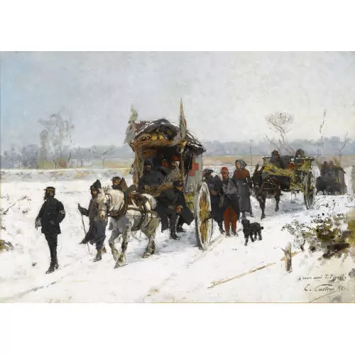 Une ambulance internationale par un temps de neige