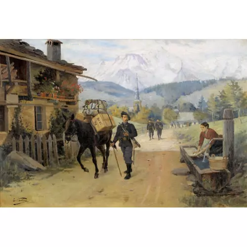 Chasseurs alpins à Combleux avec le Mont-Blanc