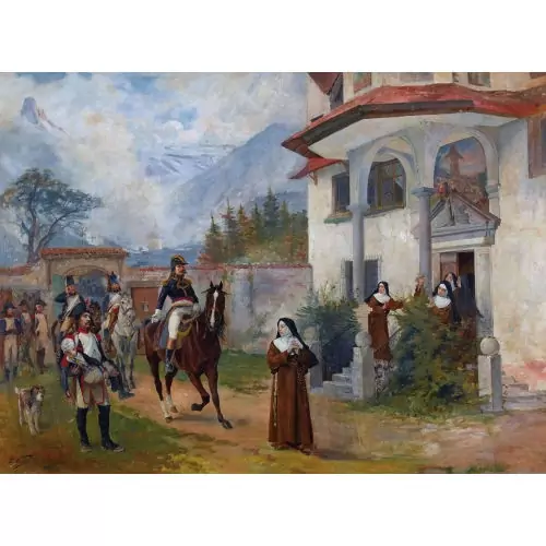 Soldats devant le couvent