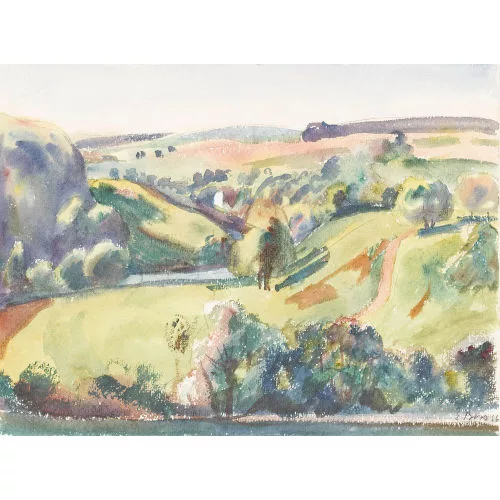 Eduard Boss — Hügelige Landschaft im Sommer.