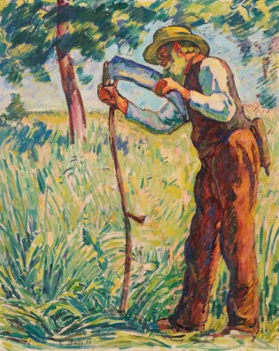 Eduard Boss — Bauer beim Schärfen der Sense, 1911