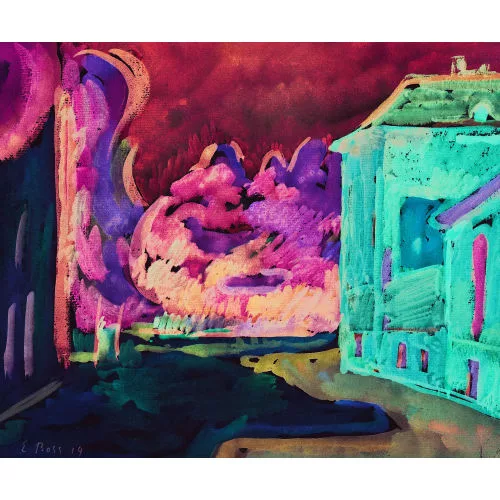 Eduard Boss — Sommerlandschaft mit rotem Haus.
