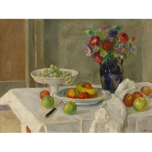 Eduard Boss — Stillleben mit Früchten und Blumen.