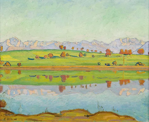 Eduard Boss — Seelandschaft mit Berner Alpen, 1902