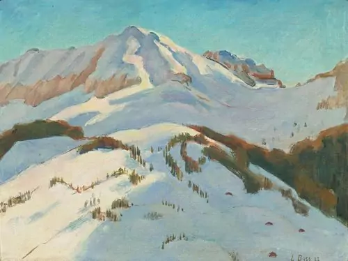 EDUARD BOSS — Verschneite Schweizer Berglandschaft. 1922. — Koller Auktionen