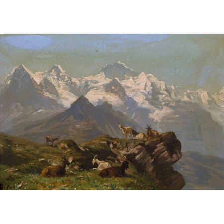 Ziegenherde vor Eiger, Mönch und Jungfrau