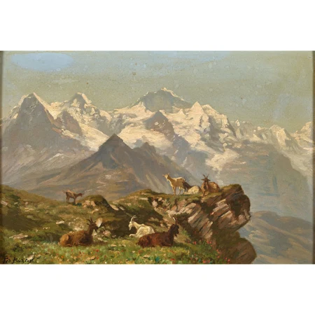 Ziegenherde vor Eiger, Mönch und Jungfrau