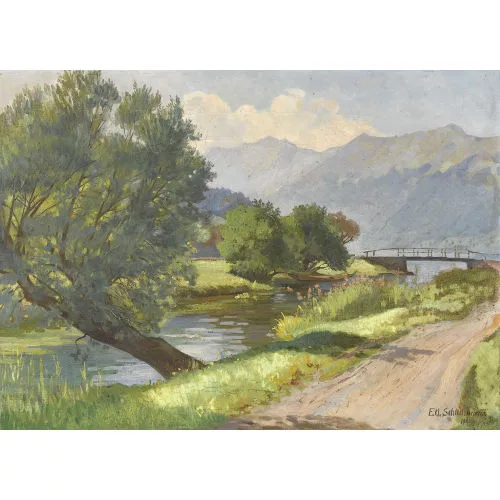 Eduard Schild — Sommerliche Aarepartie am Brienzersee.