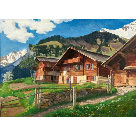 Brienzer Frühlingslandschaft mit Häusern