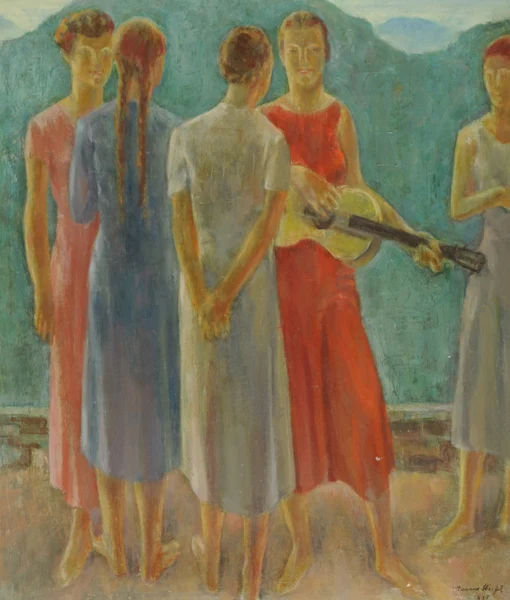 Eduard Stiefel — Mädchengruppe mit Gitarre, 1935