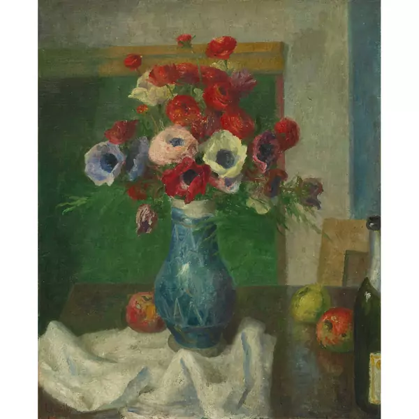 Anemonen in blauer Vase