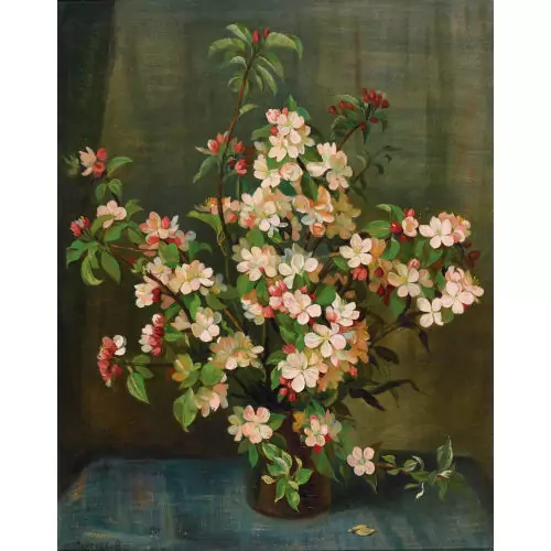 Apfelblütenzweige in einer Vase