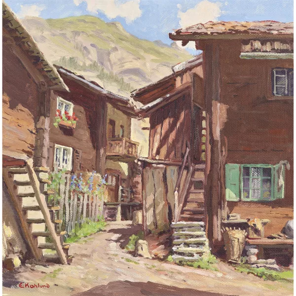 Ekkehard Kohlund — Holzhäuser in Zermatt.