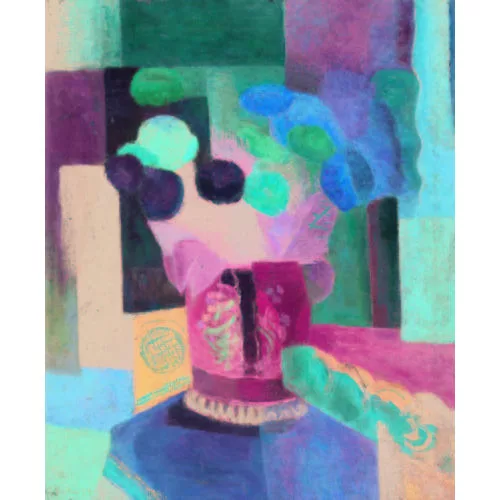 Elisabeth Epstein-Hefter — Stillleben mit Blumen in grüner Vase.