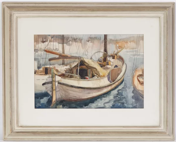 Ellis Zbinden — Ellis Zbinden@ (1921), Vue du port, aquarelle sur