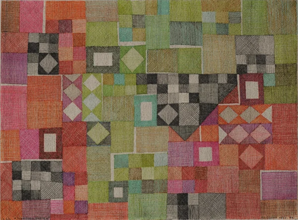 Elsa Burckhardt-Blum — 2 Zeichnungen: Kleiner roter Schwarm, 1970; Schrebergarten, 1959