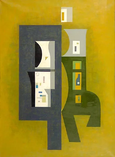 Emanuel Jacob — Komposition auf gelbem Grund, 1956
