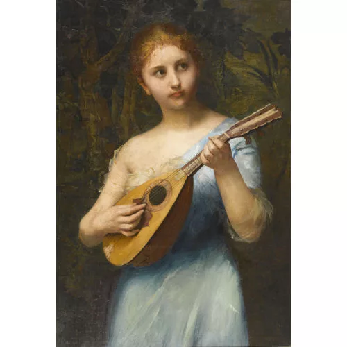 Emanuel Schaltegger — Lautenspielerin im blauen Kleid.