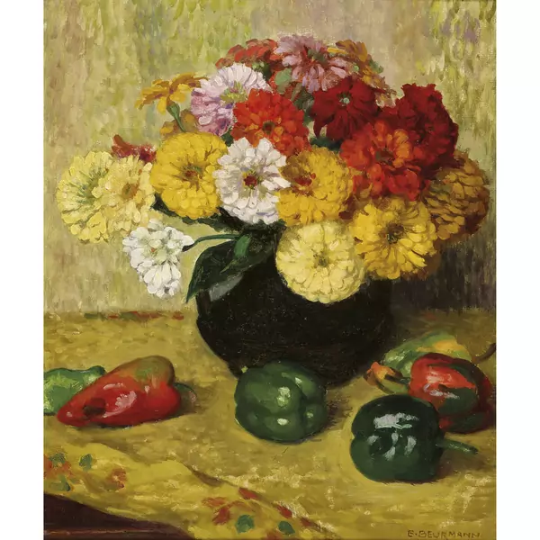 "Blumenstilleben mit Peperoni"