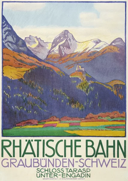 Emil Cardinaux — Rhätische Bahn Graubünden-Schweiz Schloss Tarasp Unterengadin, 1913