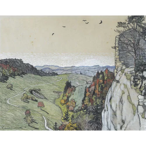 Emil Cardinaux — Juralandschaft mit Kalksteinfelsen.
