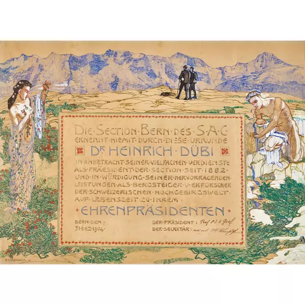 SAC-Urkunde für Dr. Heinrich Dübi