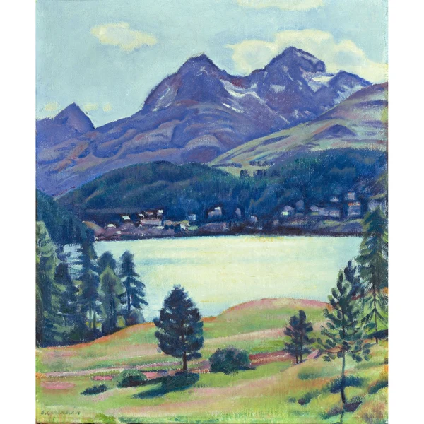 Emil Cardinaux — BLICK VOM HOTEL WALDHAUS AUF ST. MORITZ BAD, 1918 VIEW FROM HOTEL WALDHAUS TO ST. MORITZ BAD, 1918