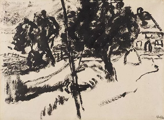 Emil Nolde — Bauernhaus hinter Bäumen