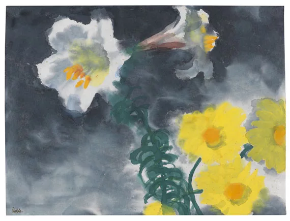 Emil Nolde — Weiße Lilien und Dahlien