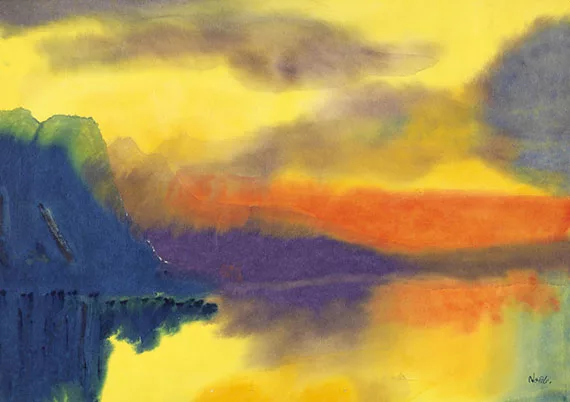 Emil Nolde — Schweizer Bergsee mit Wolkenspiegelungen