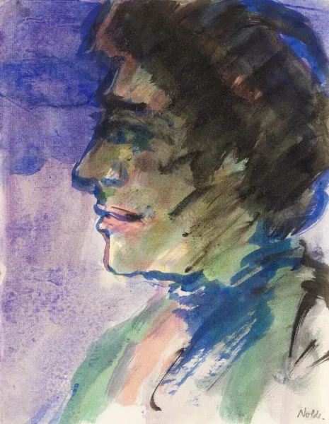Emil Nolde — Kopf einer Frau im Profil nach links