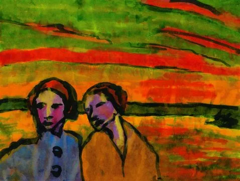 Emil Nolde — Zwei Frauen vor Landschaft