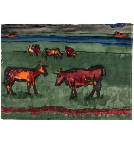 Emil Nolde — Marschlandschaft mit weidenden Kühen