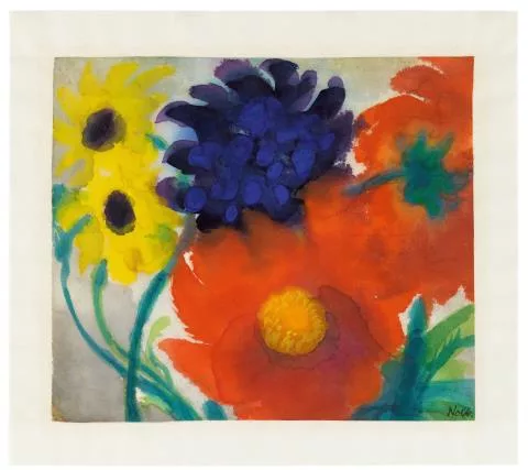 Emil Nolde — Rote, blaue und gelbe Blumen