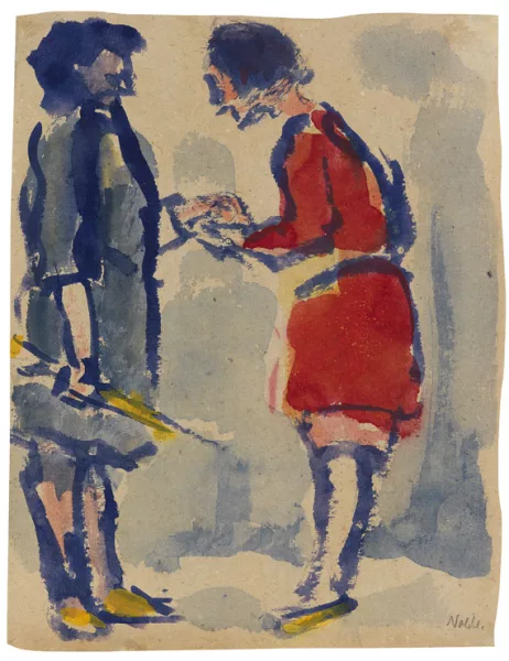 Emil Nolde — Theaterszene, zwei Mädchen
